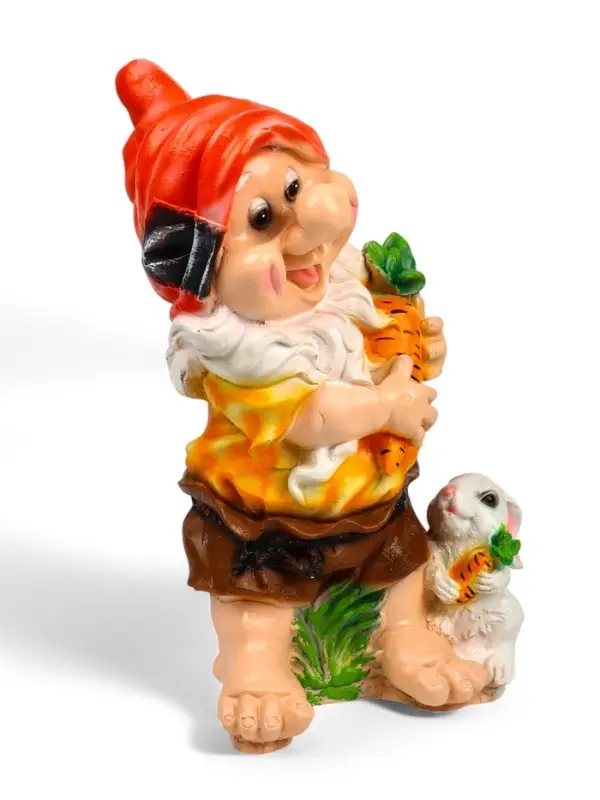Садовая фигура из полистоуна &laquo;Гном с зайцем и морковкой&raquo;, 44&times;25&times;28 см, МИКС