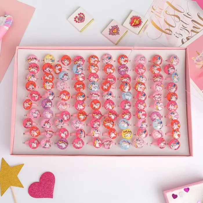 Кольцо детское Выбражулька «Единороги», рисунок МИКС, МИКС Кольцо детское Выбражулька «Единороги», рисунок МИКС, МИКС