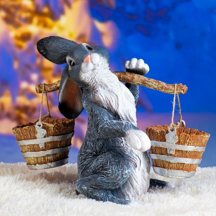 Садовая фигура  Садовая фигура "Заяц с коромыслом" 35см