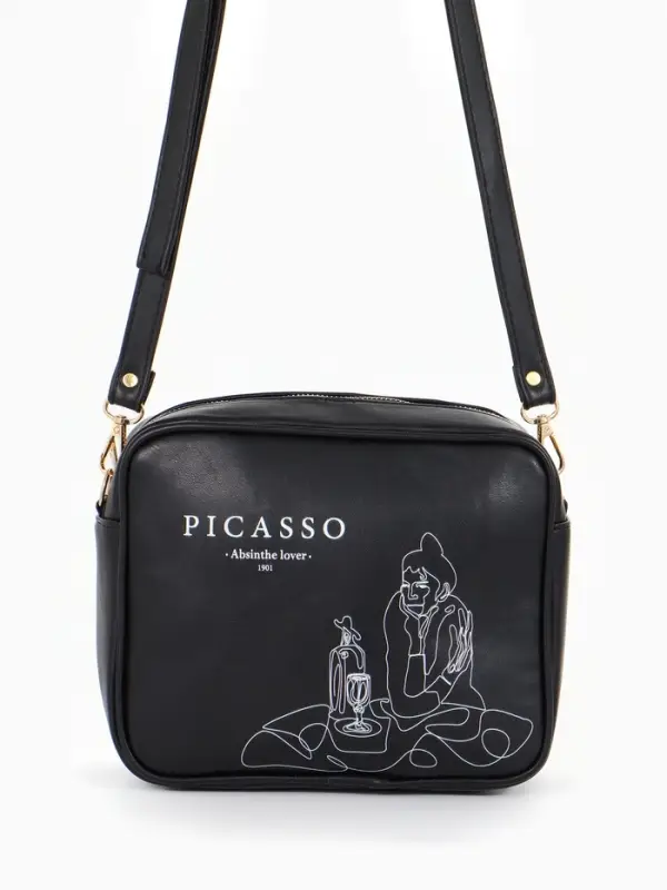 Сумка женская на молнии TEXTURA, 22&times;8&times;17 см, с принтом, чёрная