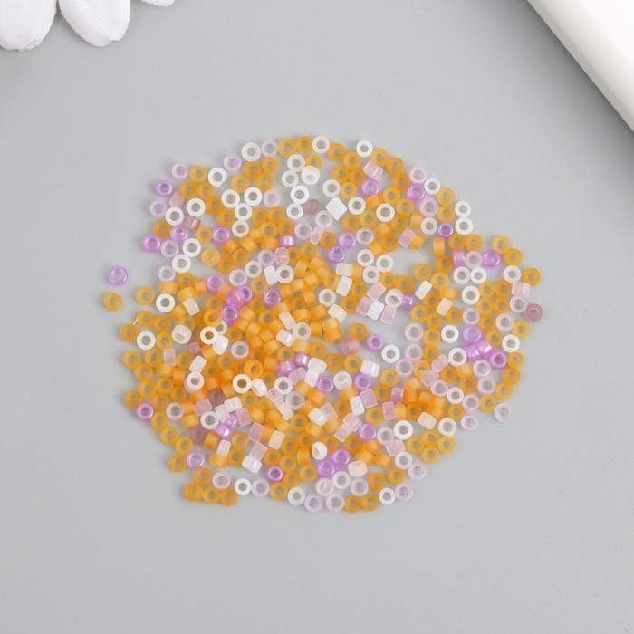 Бисер стекло  9/0  Бисер стекло  9/0 "Цилиндры. Меланж. Осень" полупрозрачный матовый 450 гр