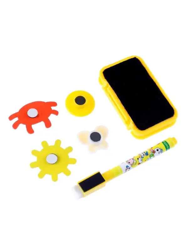 Доска магнитная двухсторонняя, под маркер и мел на подставках (мел, маркер, магниты), МИКС