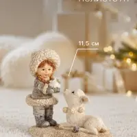 Фигурка полистоун &laquo;Малышка и белый оленёнок&raquo;, 12.5&times;6.5&times;11.5 см