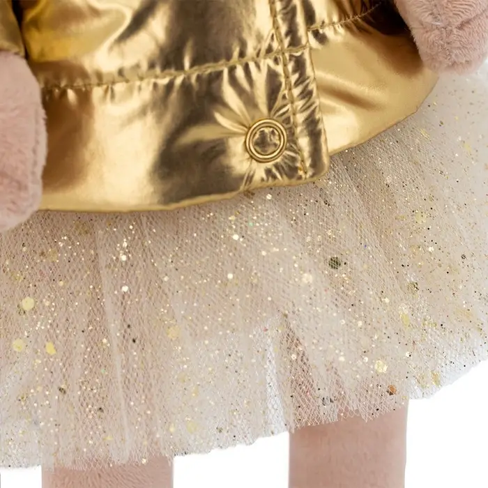 Мягкая игрушка Lucky Yoyo, в золотом пуховике, с каркасом 37 см