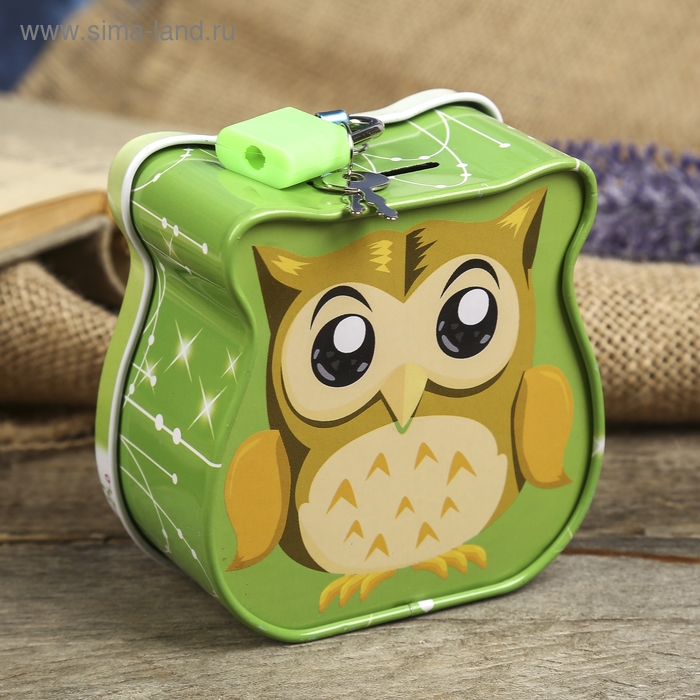Копилка для денег с замком и ключом «Маленький совёныш», метал, 8.5×9×4.5 см, МИКС Копилка для денег с замком и ключом «Маленький совёныш», метал, 8.5×9×4.5 см, МИКС