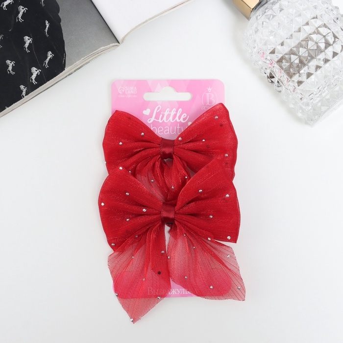 Зажим для волос  Зажим для волос "Марта" (набор 2 шт) переливы, 7,5 см, красный