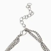 Колье "Борокко", цепь, 2 яруса, цвет серебро