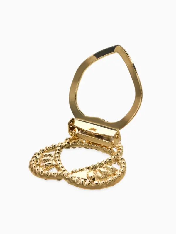 Зажим для платка "Узоры" три нити, цвет белый в золоте