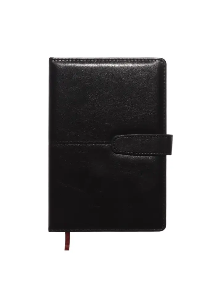 Ежедневник недатированный формат А5, с хлястиком, 128л, линия, пвх, Черный
