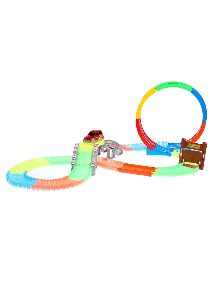 Автотрек &laquo;Магический Трек&raquo;, гибкий, светится в темноте, 132/145 детали, мёртвая петля, МИКС