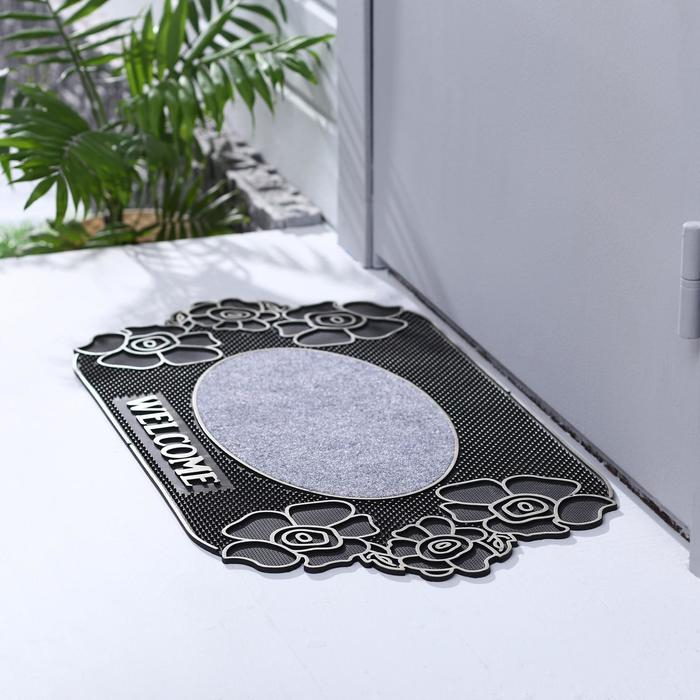 Коврик придверный Доляна «Welcome цветы», 40×70 см, цвет МИКС Коврик придверный Доляна «Welcome цветы», 40×70 см, цвет МИКС