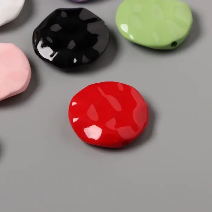 Бусины для творчества акрил Бусины для творчества акрил "Плоский мятый круг" МИКС 2,5х2,5х0,6 см