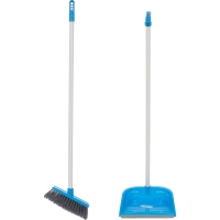 Набор для уборки совок с щеткой для пола AF201-B, длинный ворс, синий