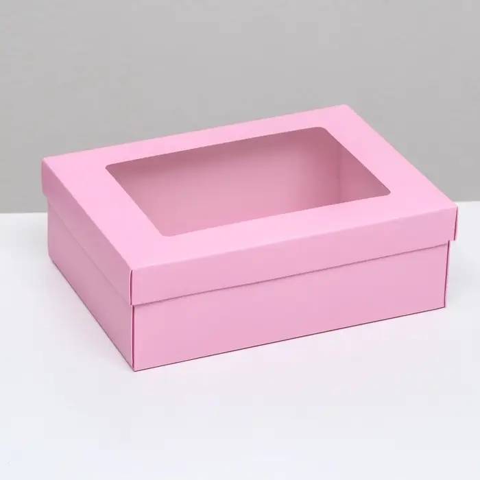 Коробка подарочная складная, упаковка, &laquo;Розовая&raquo;, с окном 21&times;15&times;7 см