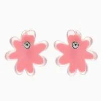 Серьги пластик "Цветочек летний" с блёсткой, цвет розовый