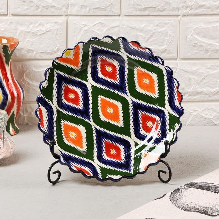 Тарелка Риштанская Керамика Тарелка Риштанская Керамика "Атлас" 23 см рифлёная