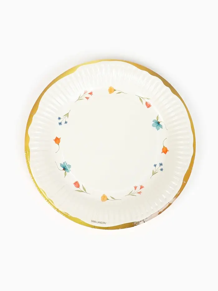 Тарелка одноразовая бумажная «Керамика с цветами», 18 см