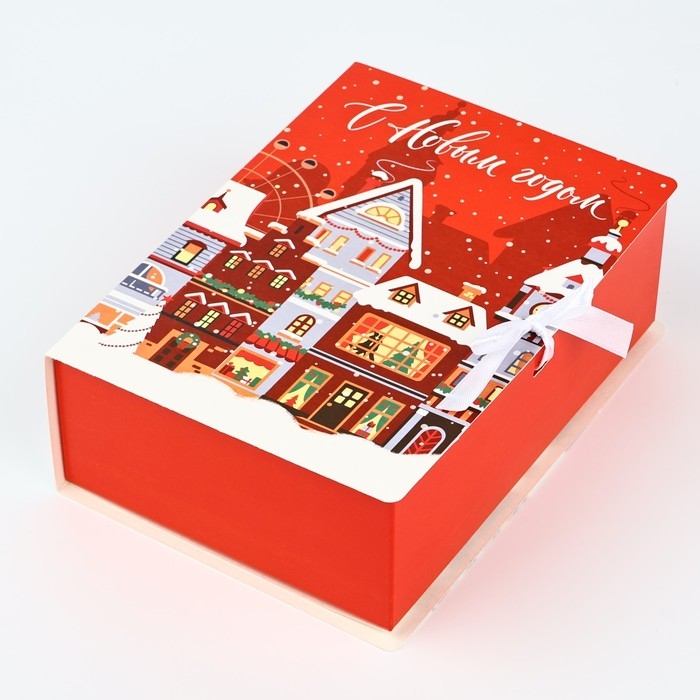 Складная новогодняя коробка-книга «Новогодний город», 21 х 15 х 7 см, Новый год Складная новогодняя коробка-книга «Новогодний город», 21 х 15 х 7 см, Новый год