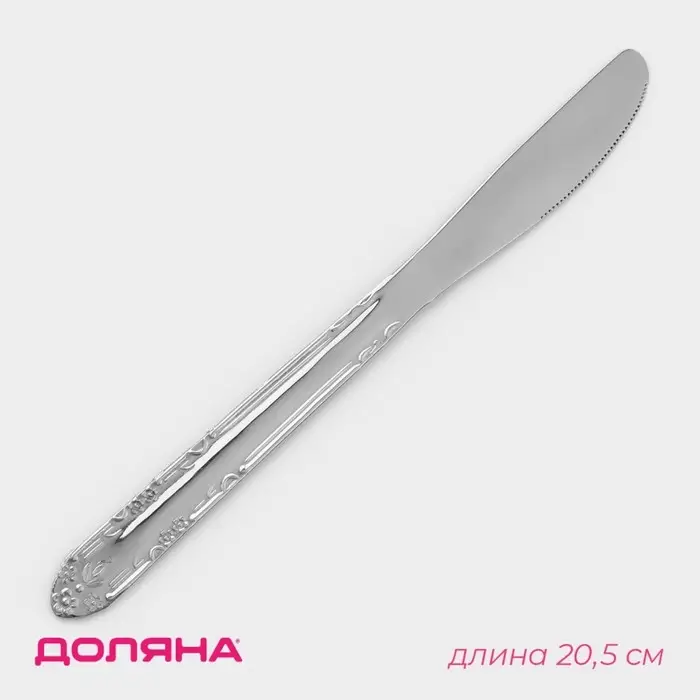 Нож столовый из нержавеющей стали Доляна «Соня», длина 20.5 см, толщина 2 мм, серебристый