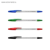 Набор шариковых ручек ErichKrause R=301 Classic Stick, 4 цвета, узел 1 мм, прозрачный корпус