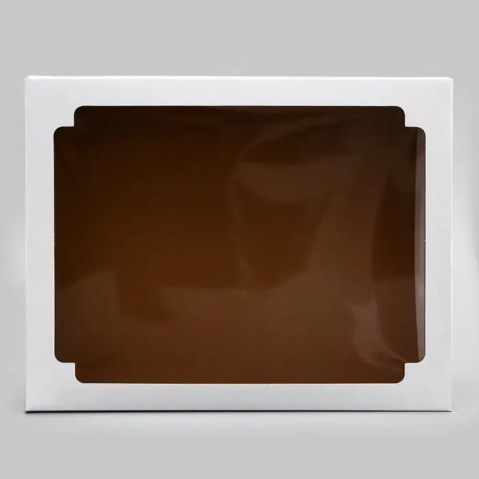 Коробка сборная без печати крышка-дно белая с окном, 31.3&times;24.6&times;6.2 см