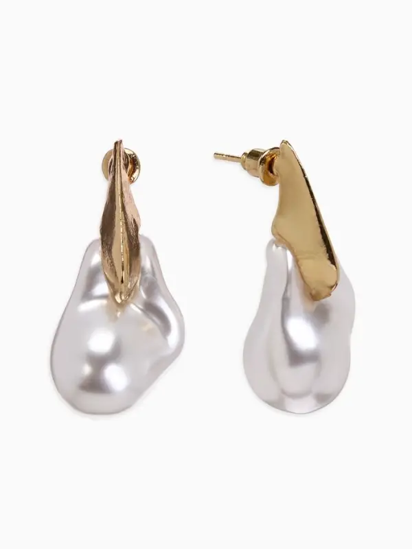Серьги жемчуг Серьги жемчуг "Капля борроко", цвет белый в золоте