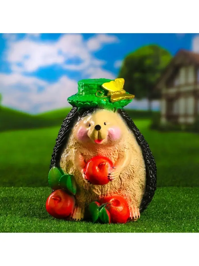 Садовая фигура из гипса &laquo;Ёжик с тремя яблоками&raquo;, 20&times;15&times;27 см