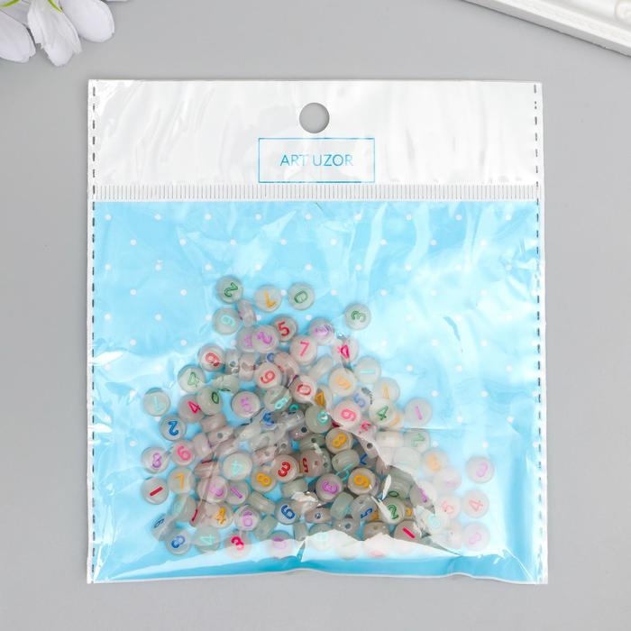 Бусины для творчества акрил фосфорные Бусины для творчества акрил фосфорные "Цифры" набор 20 гр 0,4х0,7х0,7 см