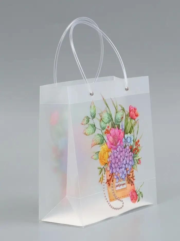 Пакет подарочный прозрачный, "Букет цветов", 22 х 10 х 24 см