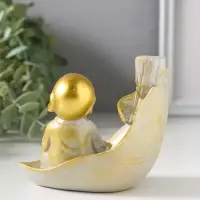 Подставка для благовоний &laquo;Маленький хотей на листе&raquo;, стелющийся дым, беж с патиной, 10&times;7.5&times;9 см