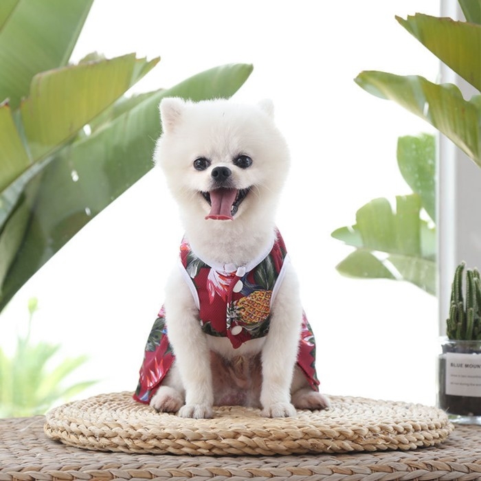 Платье для животных "Тропики», XS (ДС 20, ОГ 30 см), красное