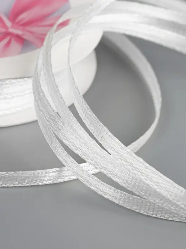 Лента атласная, 3 мм, 45±1 м, белая №01 Лента атласная, 3 мм, 45±1 м, белая №01