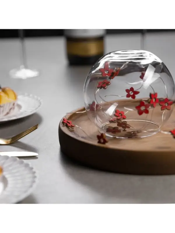 Гирлянда &laquo;Нить&raquo; 2 м роса с насадками &laquo;Цветок&raquo;, IP20, серебристая нить, 20 LED, батарейки ААх2 (нет в комплекте), свечение тёплое белое