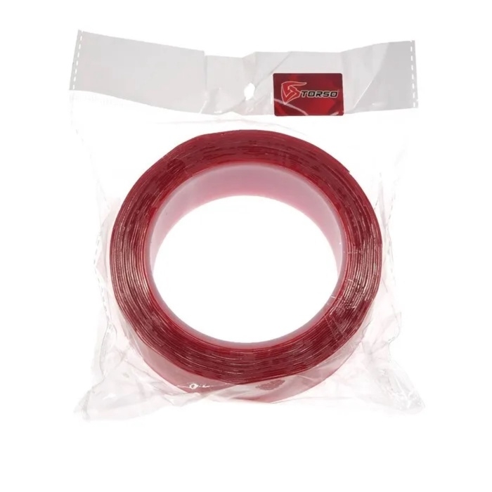 Клейкая лента TORSO, прозрачная, двусторонняя, акриловая, 30 мм х 5 м Клейкая лента TORSO, прозрачная, двусторонняя, акриловая, 30 мм х 5 м