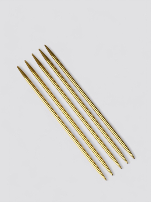 Спицы для вязания чулочные 15см d4мм (5шт) PVC-пакет алюминий золото  АУ