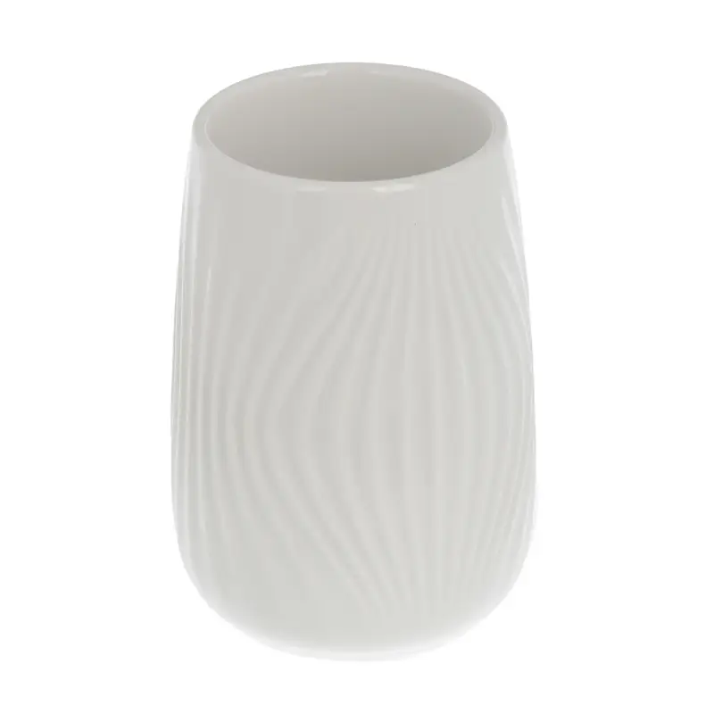 Стакан для ванной комнаты тм VETTA Тиволи, керамогранит, белый, 6,5x6,5x9,5см