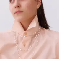 Бусы жемчужные, длинные, d=3.4, 5.6, 8.10, белые в золоте