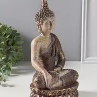 Сувенир полистоун "Будда" с золотой патиной 10х14х25,5 см
