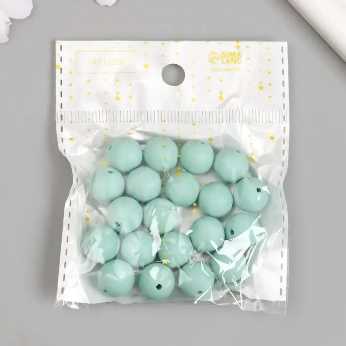 Бусины для творчества пластик "Серо-зелёный" матовые d=1,2 см набор 20 гр