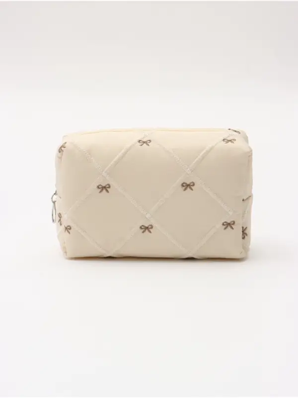 Косметичка кирпичик бантики, 19*8*10, бежевый