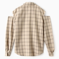 Рубашка женская MINAKU: Casual Collection цвет бежевый в клетку, р-р 52
