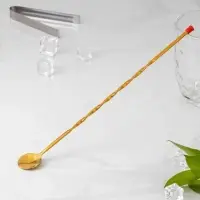 Ложка барная с мадлером из нержавеющей стали, длина 33,5 см, цвет золотой Ложка барная с мадлером из нержавеющей стали, длина 33,5 см, цвет золотой