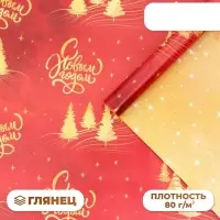 Бумага упаковочная новогодняя &laquo;С Новым годом&raquo;, глянец, двусторонняя, 80 г/м&sup2;, 50&times;70 см
