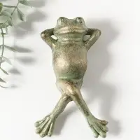 Сувенир чугун "Лягуха на отдыхе" зелёная патина 14,5х8,,8х4 см