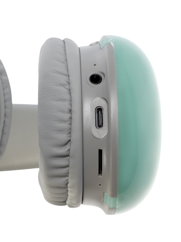 Наушники полноразмерные Mybit W-33, RGB подсветка, BT5.3, 800 мАч, Type-C, зелёные