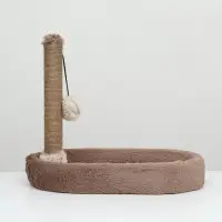 Лежанка с когтеточкой &laquo;Пижон&raquo;, овальная, 55&times;36&times;47 см, пушистый мех, джут, коричневая