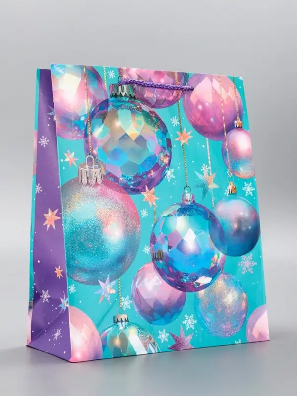 Пакет подарочный новогодний ламинированный, «Игрушки» , 26×12×32 см