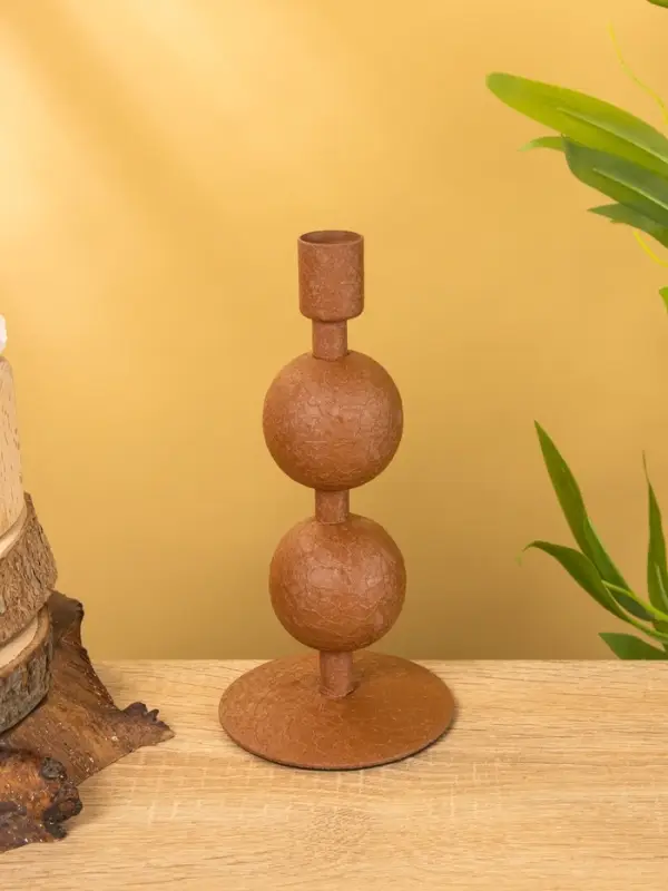 Подсвечник на 1 свечу «Бисквит», с 2 сферами, 8.5×8.5×18 +/- 1 см