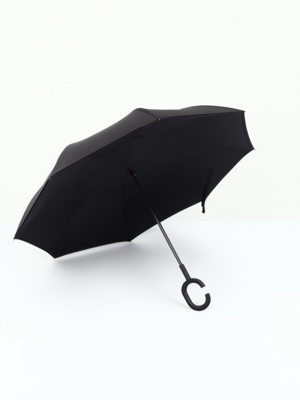 Зонт - наоборот &laquo;Однотон&raquo;, механический, 8 спиц, R = 53/61 см, цвет чёрный