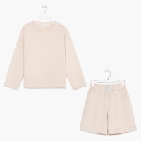 Костюм женский (толстовка и шорты) MIST, р. 44-46, бежевый
